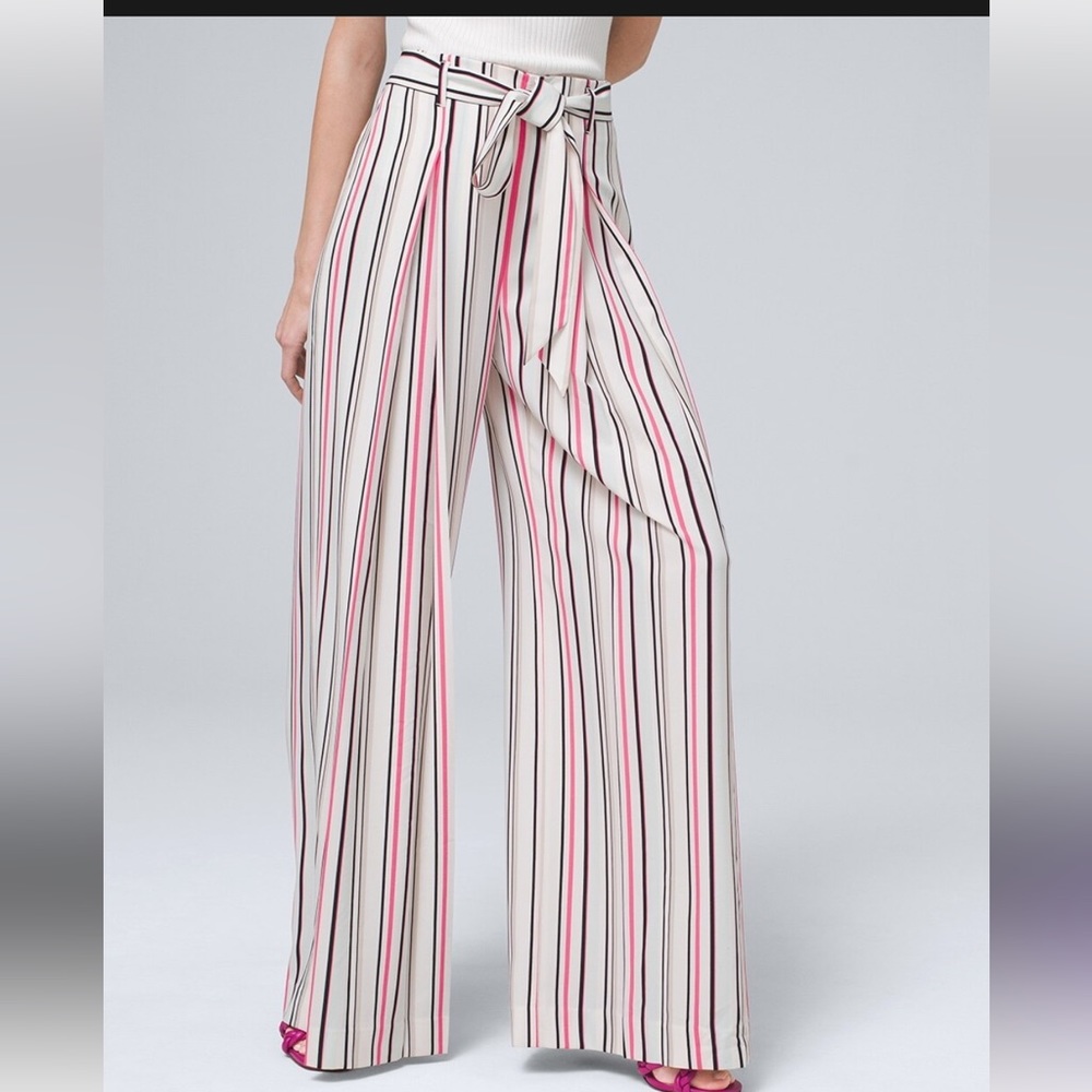 White House Black Market Striped Wide Leg Pants - Pink and Black